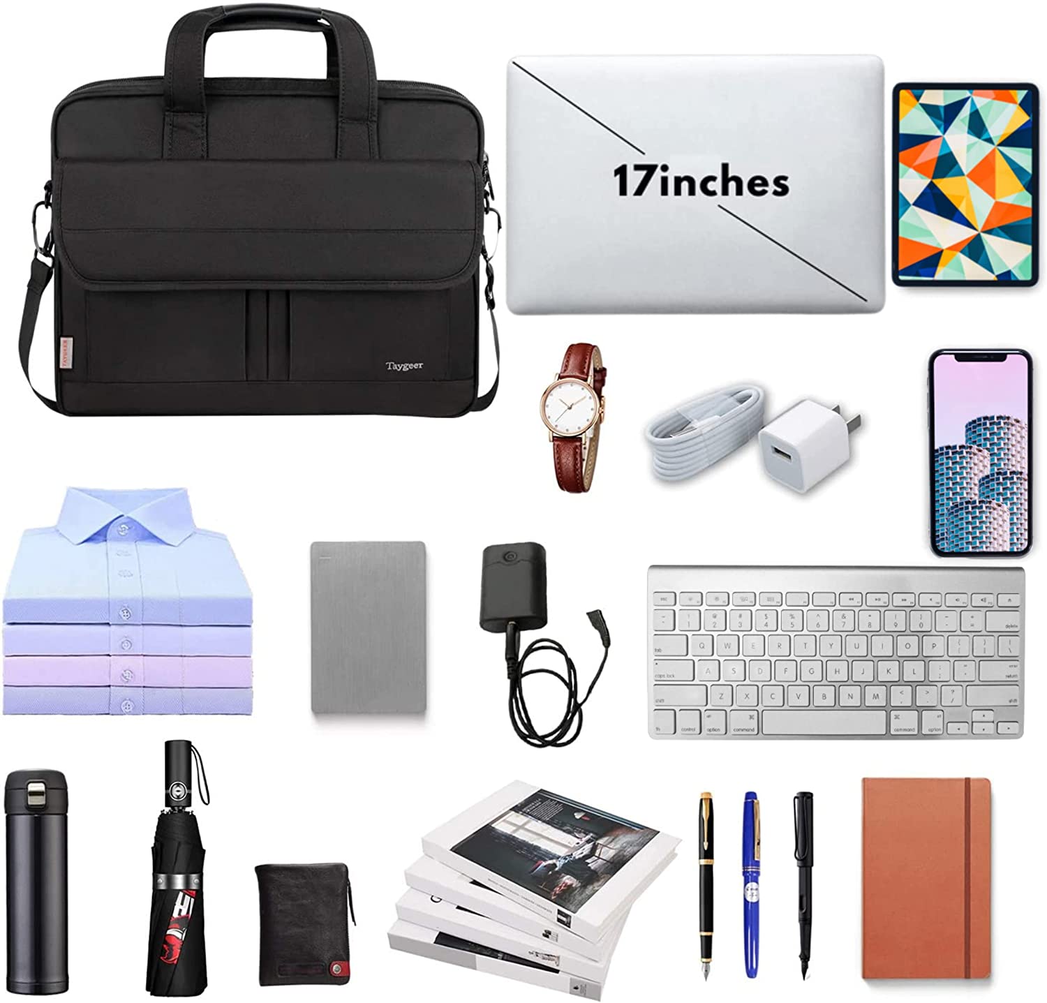 Taygeer Laptop Bag 15.6 Inch, Business Briefcase Gifts for Men Women, Water Resistant Messenger Shoulder Bag with Strap, Durable Office Bag, Carry On Laptop Case for Computer/Notebook/MacBook,Black - Image 6
